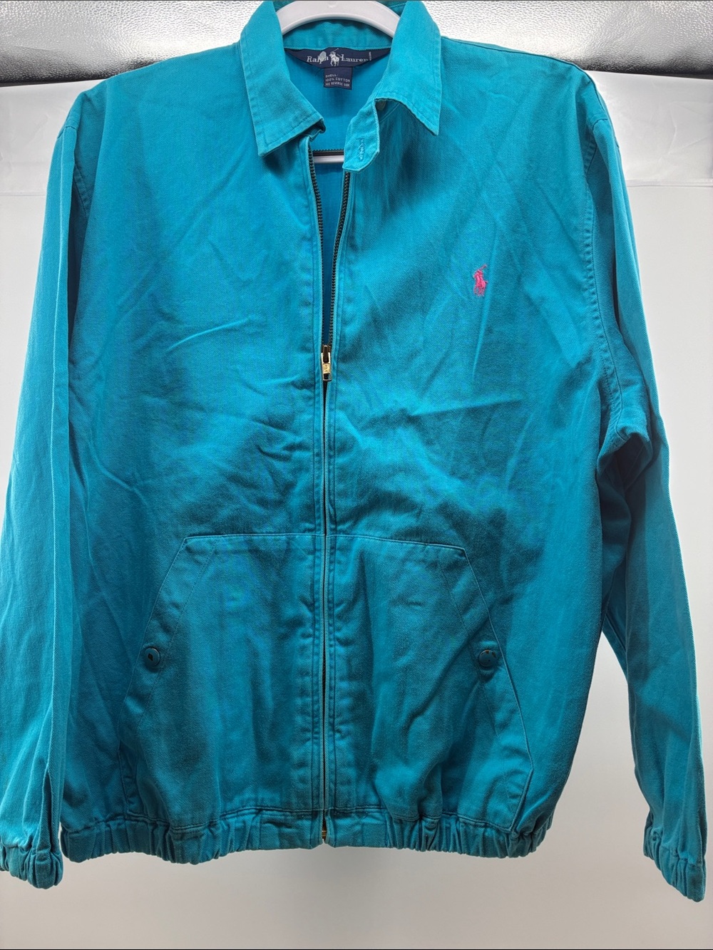 Ralph Lauren Teal Zip-Front Cotton Bomber Jacket - Women's
